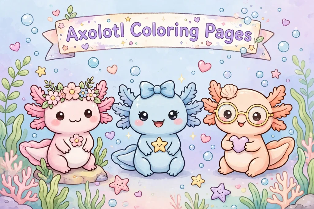 Axolotl Coloring Page: 3 Cute and Fun Printable Ideas for Kids