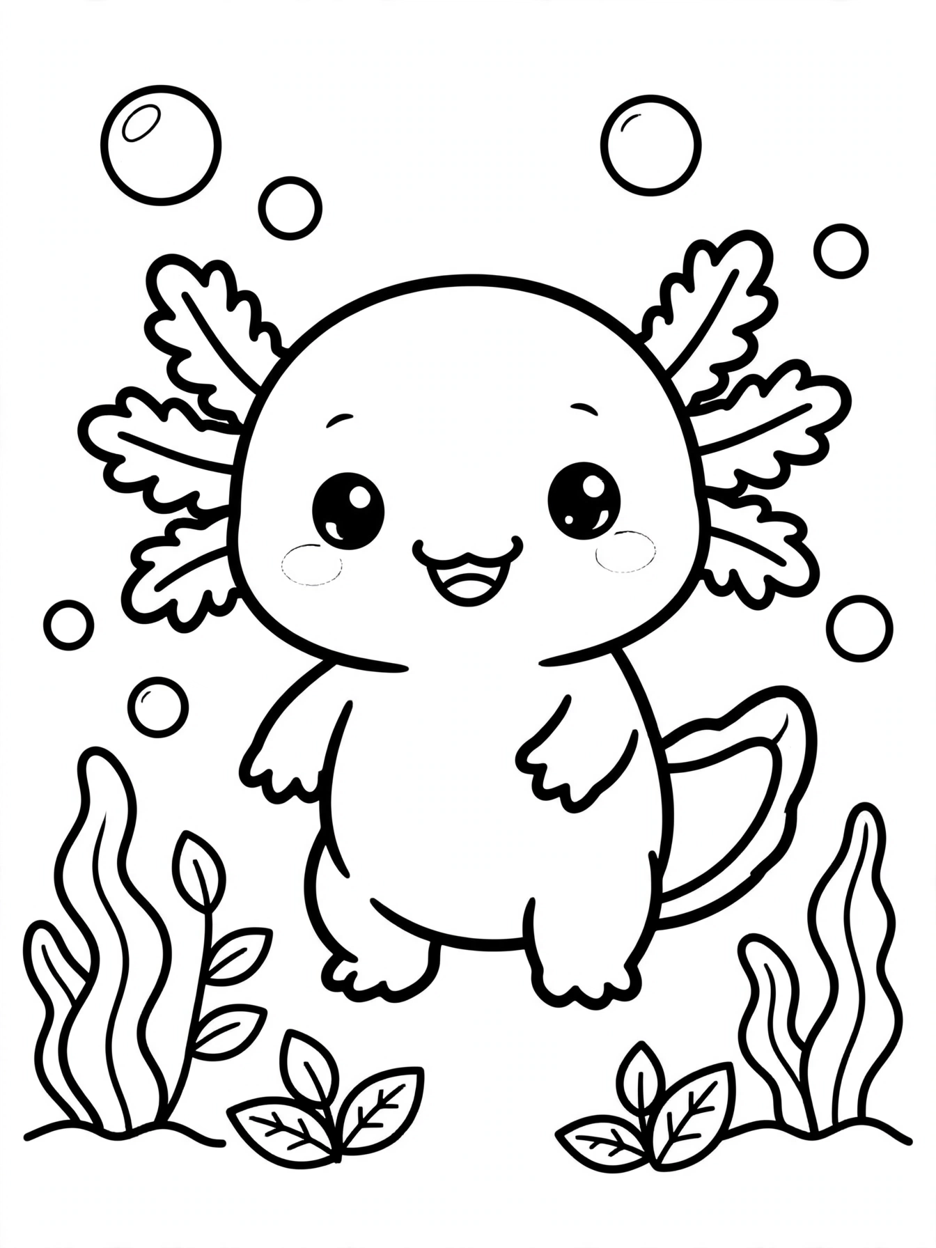 Cute Baby Axolotl Coloring Page