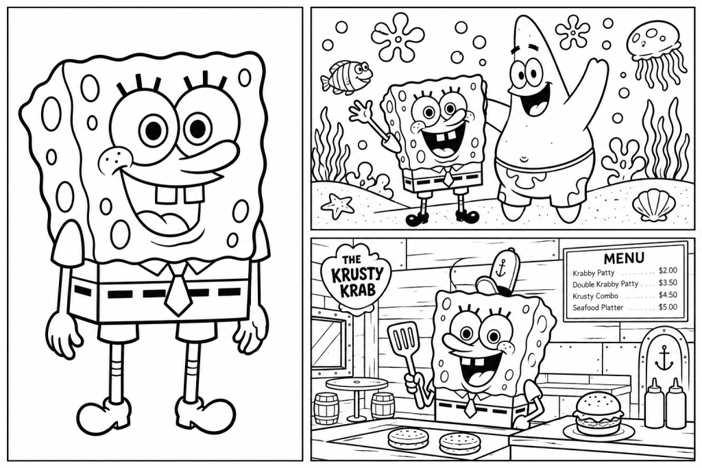 SpongeBob Coloring Pages: 3 Fun Printable Ideas for Kids