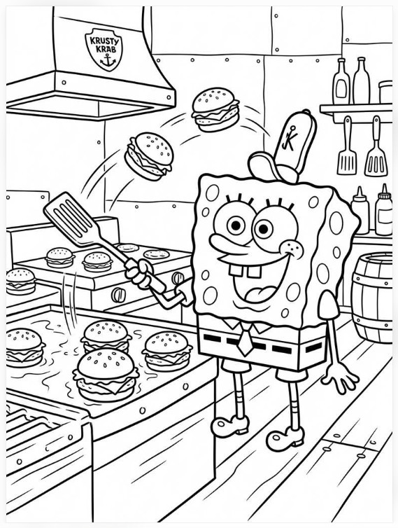 SpongeBob at the Krusty Krab